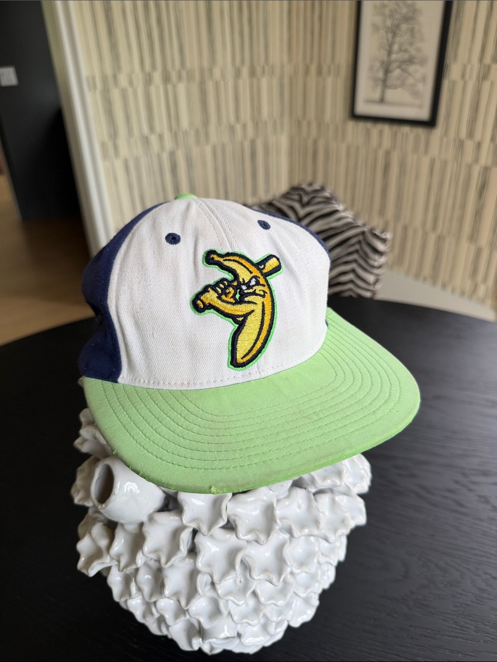 Zephyr Kids Two-Tone Cap with Banana Patch - White, Navy, Lime